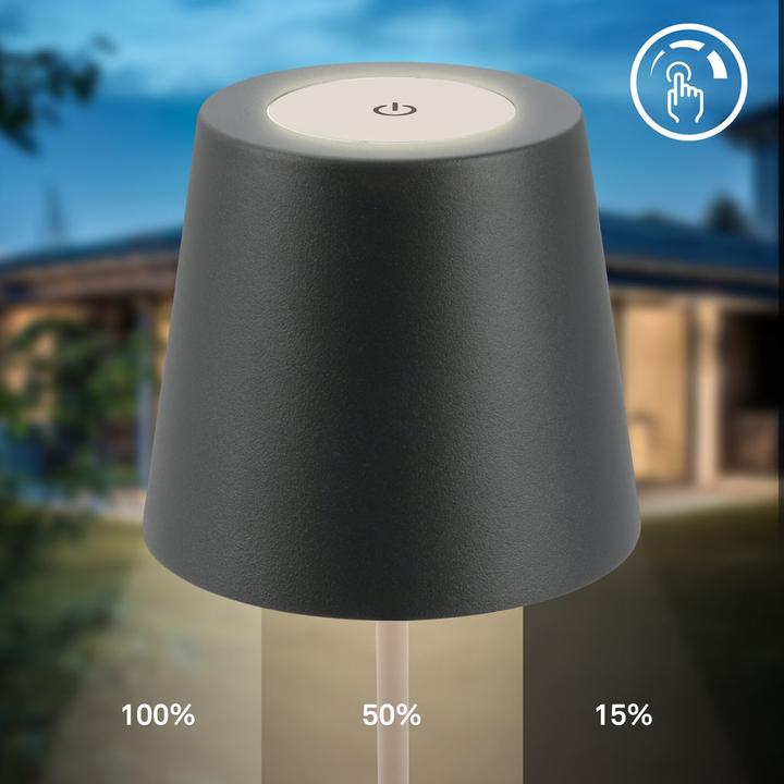 Actual product image B.K.Licht LED rechargeable table lamp, IP44, 2.5W, anthracite