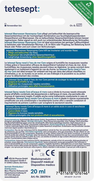 Nutritional values and ingredients Tetesept Seawater Care (1 Piece)