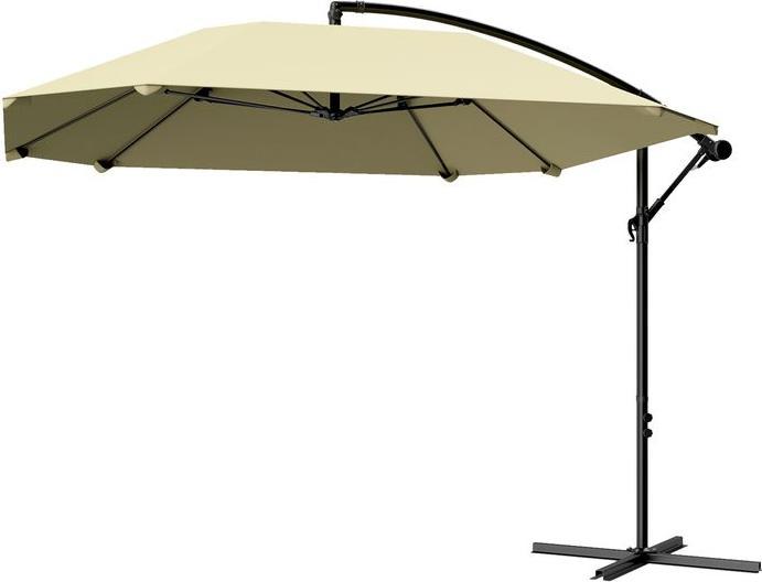 Produktbild Swisshandel24 Ampelschirm Alu Ø 260 cm, Kurbelschirm mit Ständer, neigbar kippbar Beige (2.60 m)