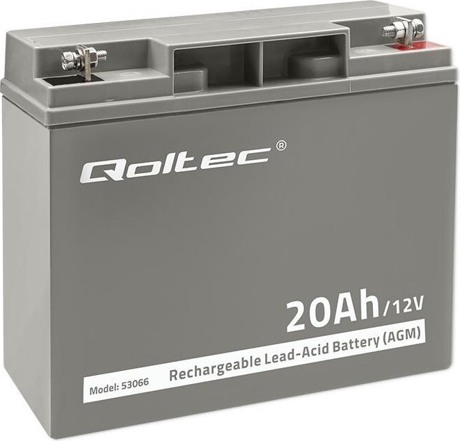 Actual product image Qoltec 53066 AGM battery 12V 20Ah max. 300A