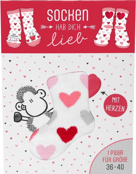 Immagine prodotto Sheepworld Calzini con motivo a cuore "LIEB (Confezione singola, 36 - 40)