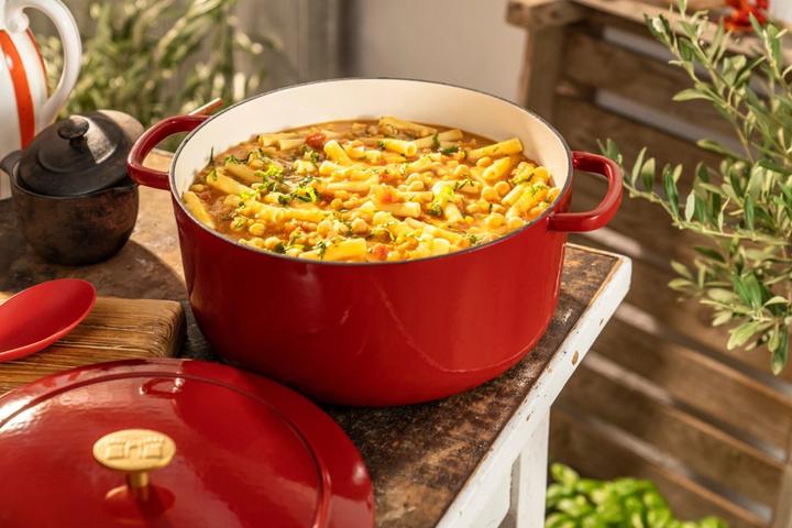 Immagine prodotto Ballarini Cocotte BELLAMONTE 22 cm rotonda da 3,0 litri in ghisa arrosto rosso (22 cm, Pirofila + casseruola, Ghisa)
