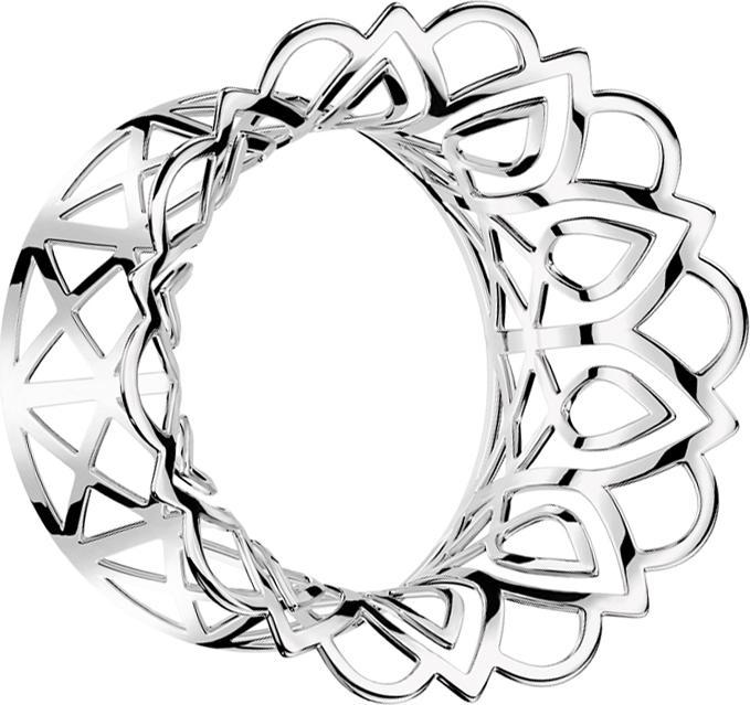 Star Piercing Flared Tunnel silber Tropfen mit filigraner Lotusblume (Messing)