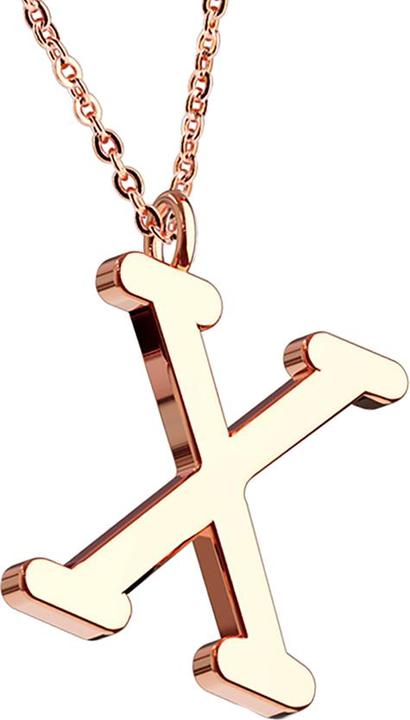 Immagine prodotto Star Piercing Ciondolo a catena in oro rosa con lettera X (senza ottone, Acciaio chirurgico 316L)