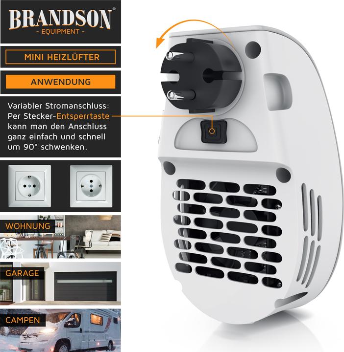 Immagine prodotto Brandson Mini termoventilatore da 500 W, termoventilatore da bagno in ceramica con controllo della (500 W)