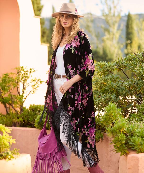 Immagine prodotto Joe Browns Dark Floral Fringe Kimono (Taglia unica)