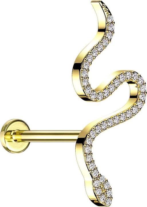 Immagine prodotto Star Piercing Micro Labret filo interno serpente placcato oro grandi cristalli argento (Acciaio chirurgico 316L, Ottone)