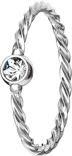 Produktbild Star Piercing Micro Piercing Ring geflochten silber mit Kristall silber (Chirurgenstahl 316L)