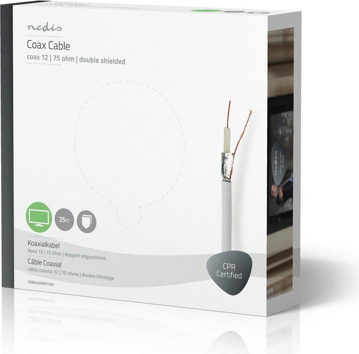 Image du produit Nedis Câble d'antenne en rouleau | Coax 12 | 75 Ohm | Double blindage | ECA | 25.0 m | Coax | PVC | (75 dB, Câble d'antenne)