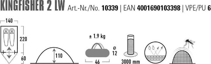 Image du produit High Peak Kingfisher 2 Tente dôme 2 personne(s) (Tente igloo, 1.90 kg, 2 personnes)