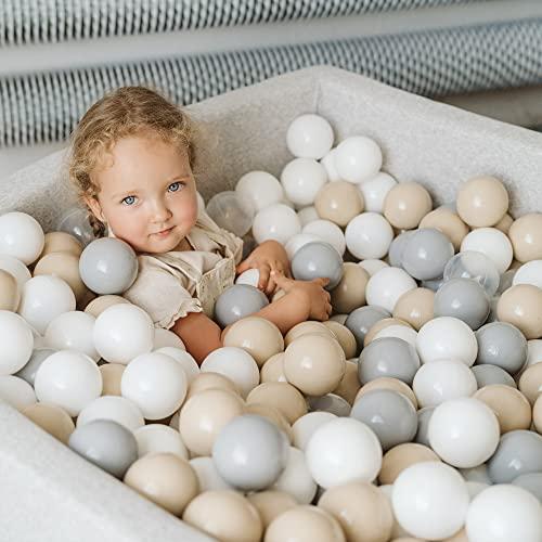 Actual product image Activity Board Ball Pool Baby - Square 90x90x40cm Baby Pool for Children with 200 Balls, Cotton, Light Grey: