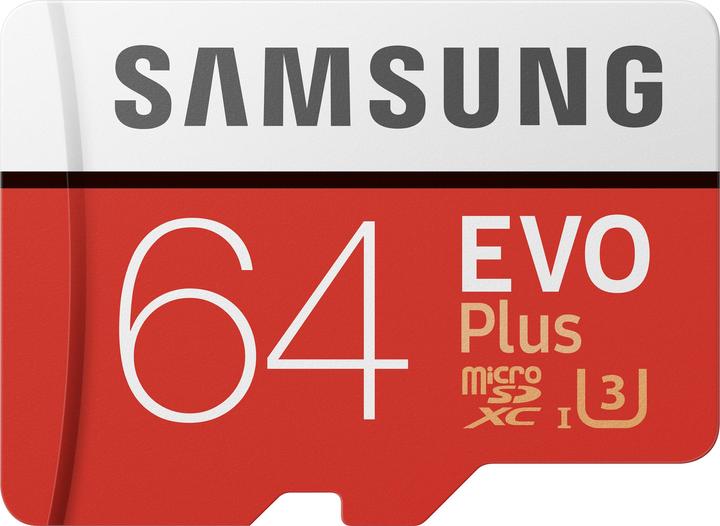 Actual product image Samsung Evo+ microSD UHS-I (64 GB, microSDXC, U3, UHS-I)
