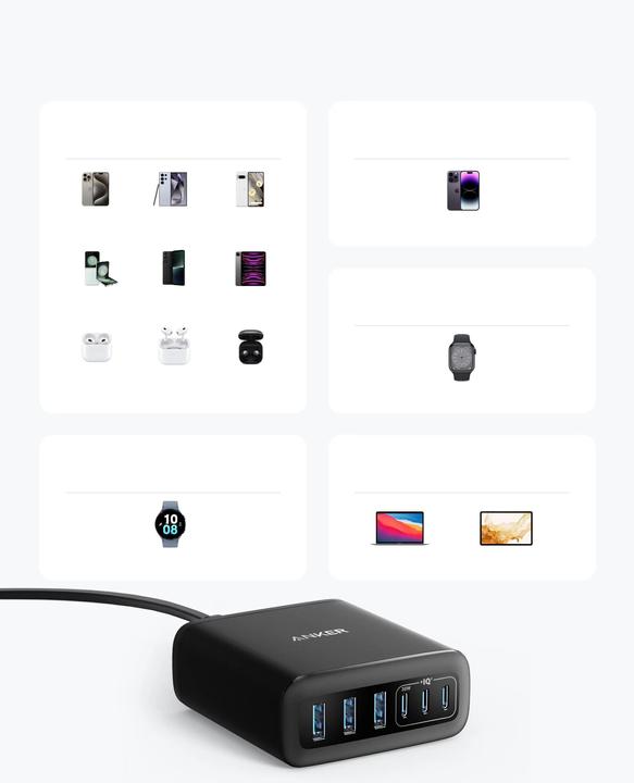 Produktbild Anker 6-in-1 Ladestation 112W 3x USB-A 3x USB-C schwarz (112 W)