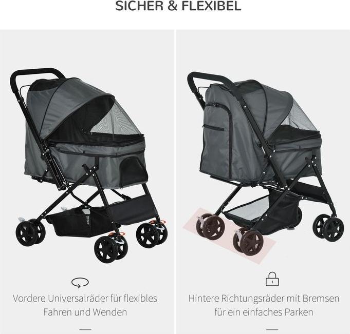 Produktbild Swisshandel24 Hundebuggy Hundewagen Buggy für kleine Hunde und Katzen Haustierwagen Pet Stroller Katzenbuggy Oxfor (Hund, Faltbar)