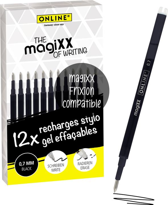 Produktbild Online 12er Pack Gel-Minen, radierbar, schwarz (Gelmine, Schwarz, 0.70 mm)