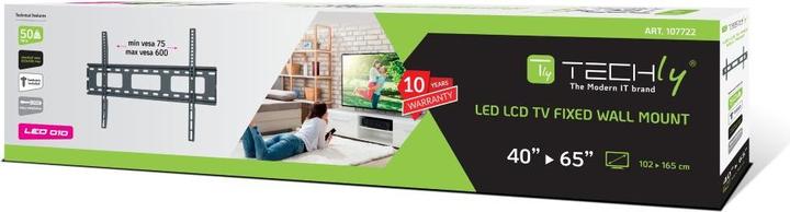 Image du produit Techly Support mural pour LCD TV LED 40"-65",Ultra slim fix, noir, distance au mur 22 (Mur, 65", 50 kg)