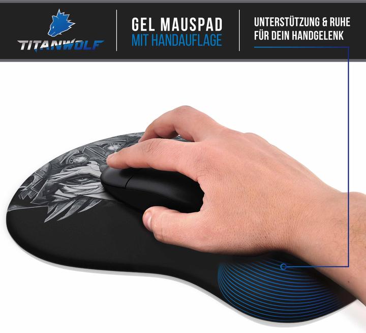 Immagine prodotto Titanwolf Tappetino per mouse da gioco, tappetino per mouse da ufficio in gel, poggiapolsi/tappetino per polso
