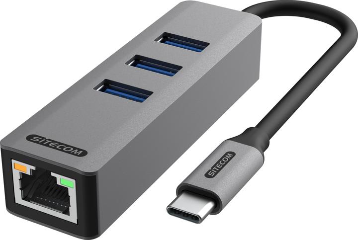 Actual product image Sitecom AD-1008 USB-C to Ether +3x USB hub (USB-C, 4 Ports)