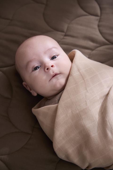 Actual product image Filibabba Muslin Swaddle Diaper 120x120 cm GOTS - Warm Grey (120 cm)