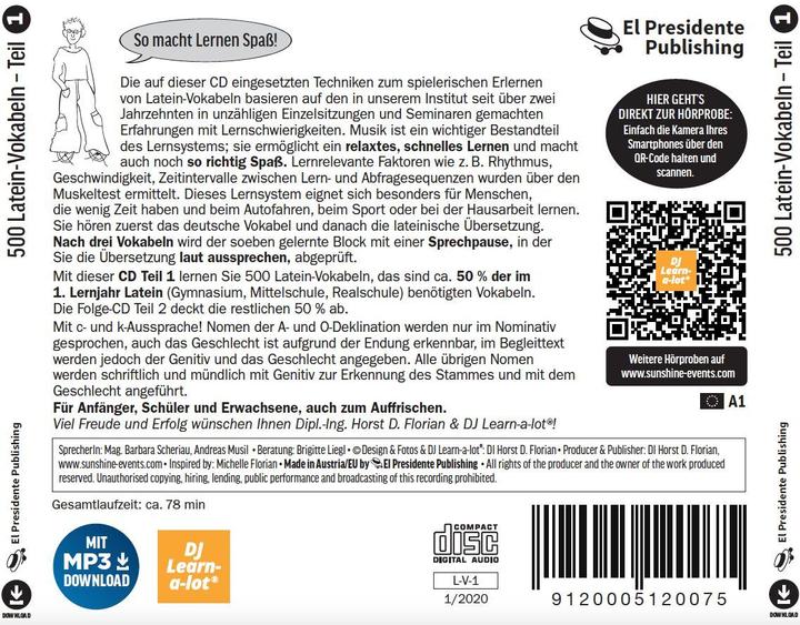 Produktbild 500 Latein-Vokabeln spielerisch erlernt. Grundwortschatz 1. CD (Latein, 2003)