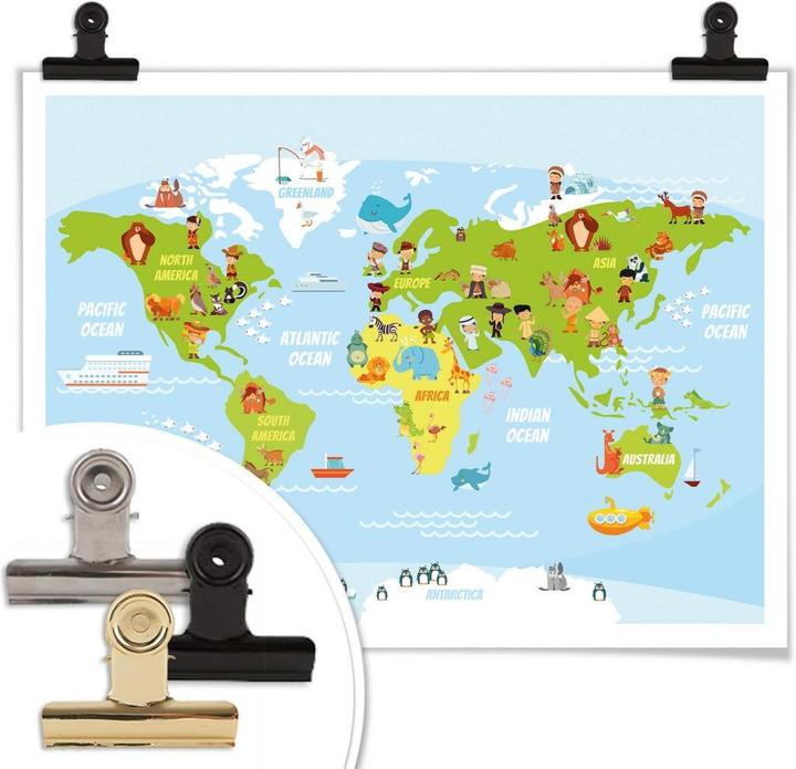 Immagine prodotto Trenddeko Mappa del mondo divertente per bambini (30 x 24 cm)