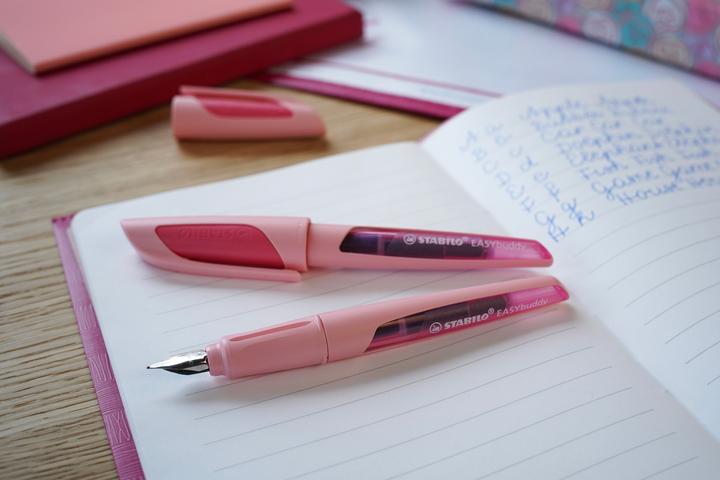 Image du produit STABILO Grip pour stylo scolaire - EASYbuddy Pastel en Rouge Rose - avec plume pour gaucher L (Touche de vert menthe, 1 x)