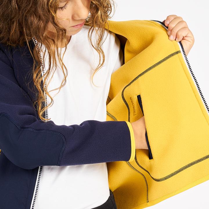 Actual product image Tribord Fleece jacket sailing children warm reversible 500 navy blue/yellow (6, 7, 8)