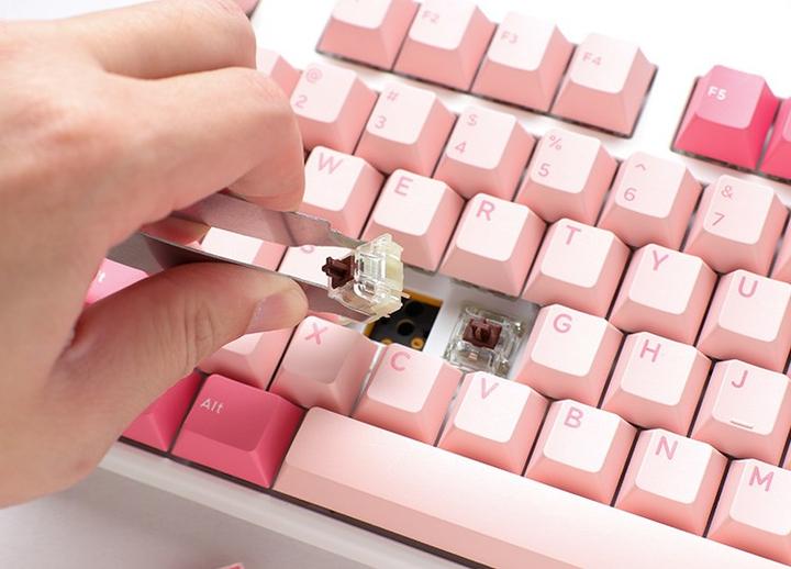 Produktbild Ducky One 3 Gossamer Pink TKL Gaming Tastatur - MX-Ergo-Clear (US) (Kabelgebunden)