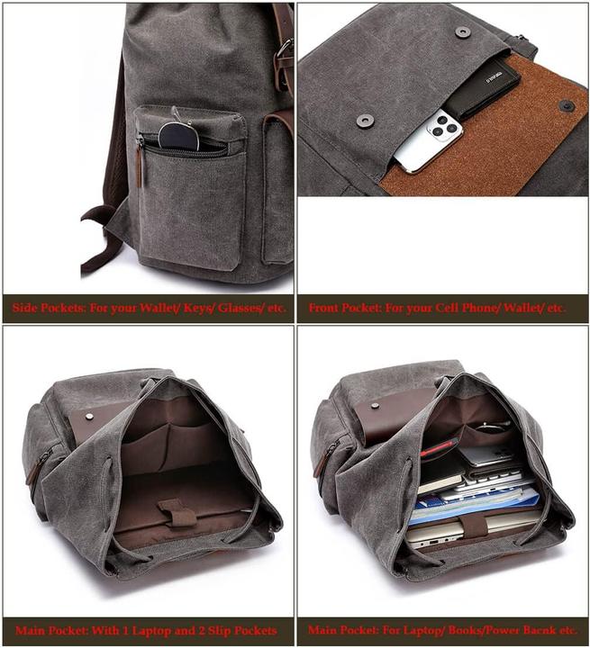 Immagine prodotto Only-Bags.Store Zaino da viaggio casual in pelle e tela, zaino da uomo retrò in tela di grande capacità 20-35L