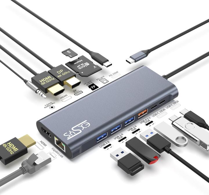 Produktbild Exsys 14in1 USB 3.2 Gen 2x1 Dock (USB-C, 14 Ports)