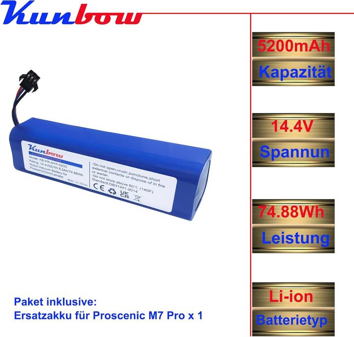 Image du produit Kunbow Ersatzakku für Proscenic Akkustaubsauger