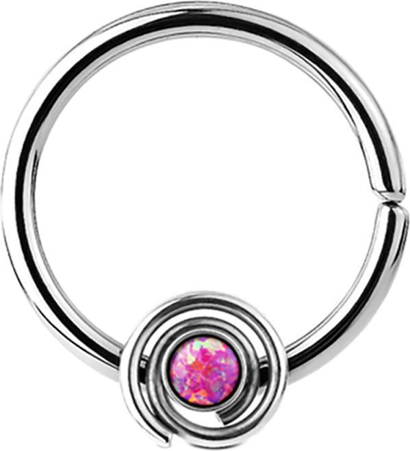 Produktbild Star Piercing Septum Ring spirale mit Opal pink (Chirurgenstahl 316L, ohne Messing)