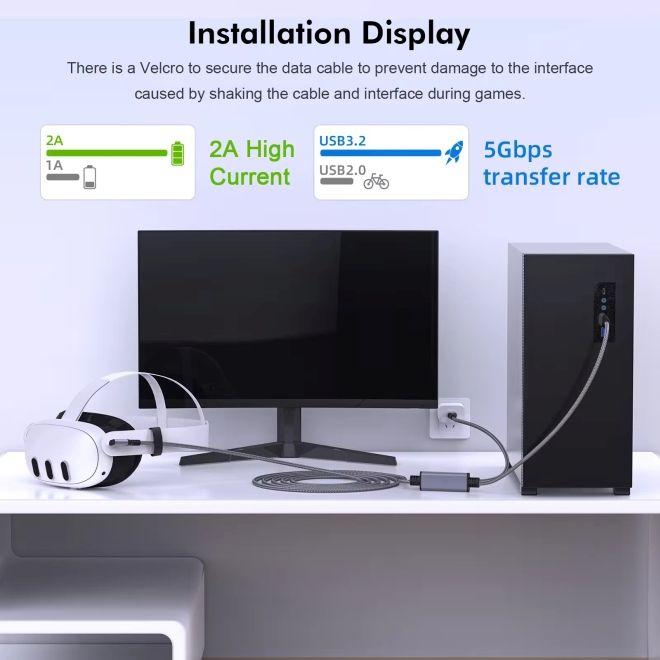 Image du produit AMVR Meta Quest 3 / 3S VR Link Kabel mit USB Typ-C Ladeanschluss