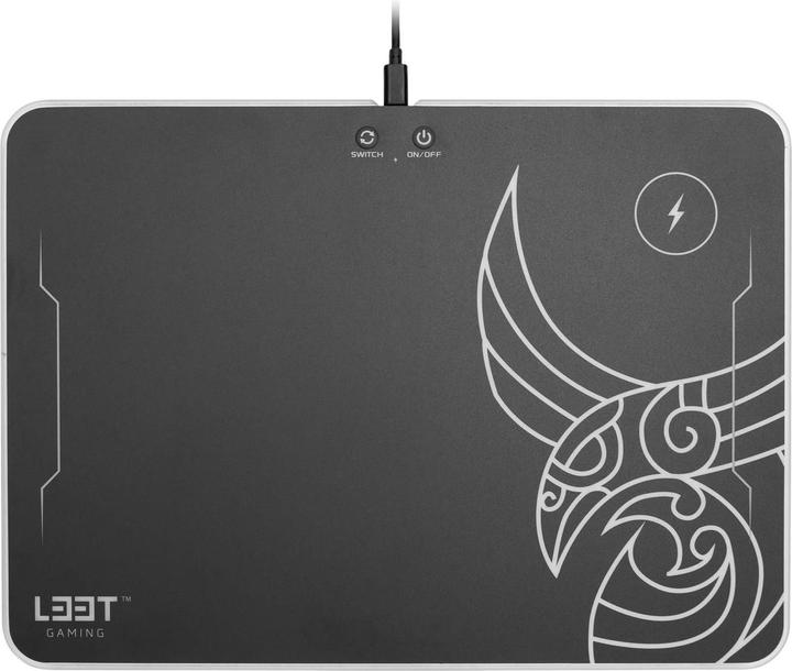Immagine prodotto L33T Tappetino per mouse da gioco Kvennavagn, con retroilluminazione LED RGB, ricarica QI