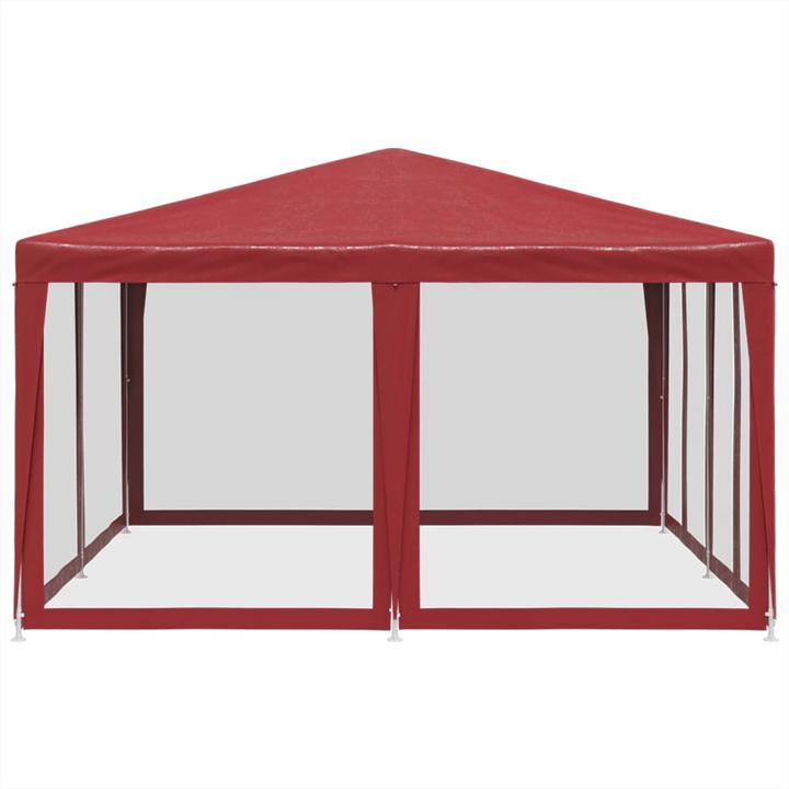 Produktbild VidaXL Partyzelt Pavillon Festzelt mit 8 Mesh-Seitenteilen Rot 4x4m HDPE (400 cm, 400 cm)