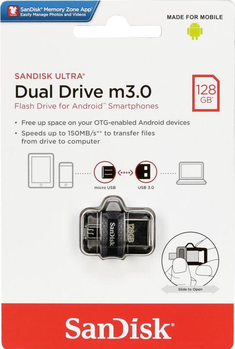 Image du produit SanDisk Ultra Dual Drive M3.0 (128 Go, USB-A)