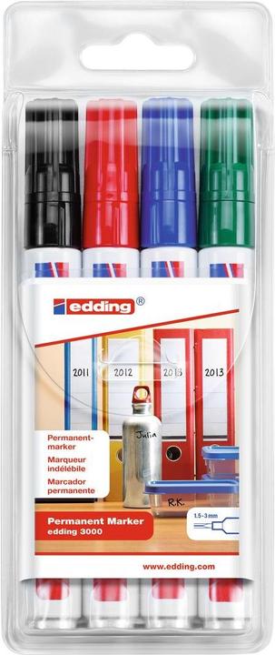 Produktbild Edding 3000 (Mehrfarbig, 3 mm, 4 x)