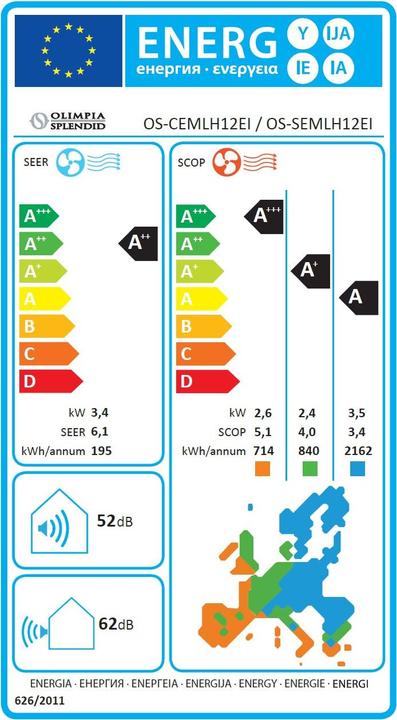 Energy Label Olimpia Splendid Mystral 12 (11601.28 BTU/h)