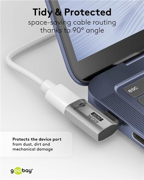 Actual product image Goobay USB-C adapter horizontal 90°, USB4 (240 W)