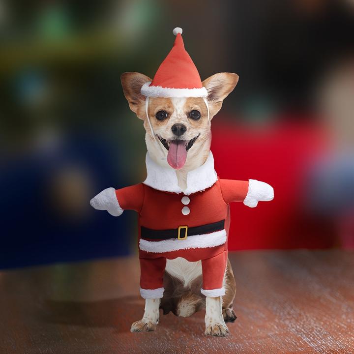 Image du produit Alopini costume de Noël d'hiver pour animaux de compagnie avec chapeau, veste chaude onesie chien chiot, XL (XL, Manteau pour chien)