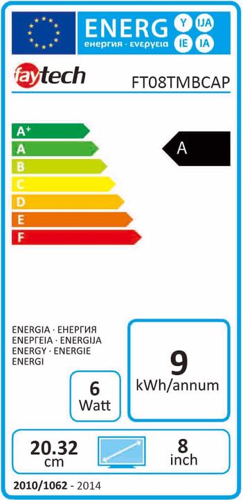 Etichetta energetica Faytech FT08TMBCAP (1024 x 768 pixel, 8")
