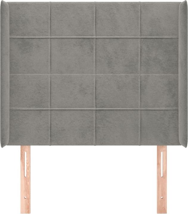 Produktbild VidaXL Kopfteil mit Ohren Hellgrau 103x16x118/128 cm Samt,Farbe (103 x 16 x 128 cm)