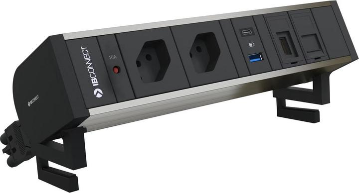 IB Connect SUPRA sockets. anodised. 2x Type 13 1x USB-A/C 1x RJ45 1x HDMI +Halt. (2 x, RJ45, Type 13, HDMI, USB, 0.30 m)