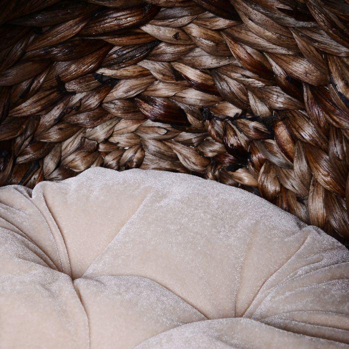Produktbild Swisshandel24 Rattan Katzenkorb Katzenhöhle Katzenhütte Katzenbett mit Kissen Haustierbett Wasserhyazinthe Dunkelb (Katze)