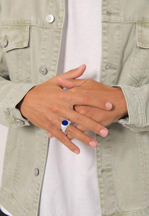 Produktbild Kuzzoi Ring Basic Herren Siegelring Oval Emaille 925er Silber (62, 925 Silber)