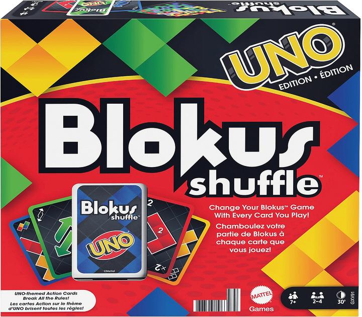 Produktbild Mattel Games Blokus Shuffle: UNO Edition (Russisch, Portugiesisch, Polnisch, Niederländisch, Italienisch, Französisch, Spanisch, Deutsch)