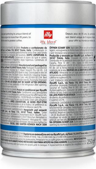 Valori nutrizionali e ingredienti Illy Decaffeinato (250 g, Tostatura media)