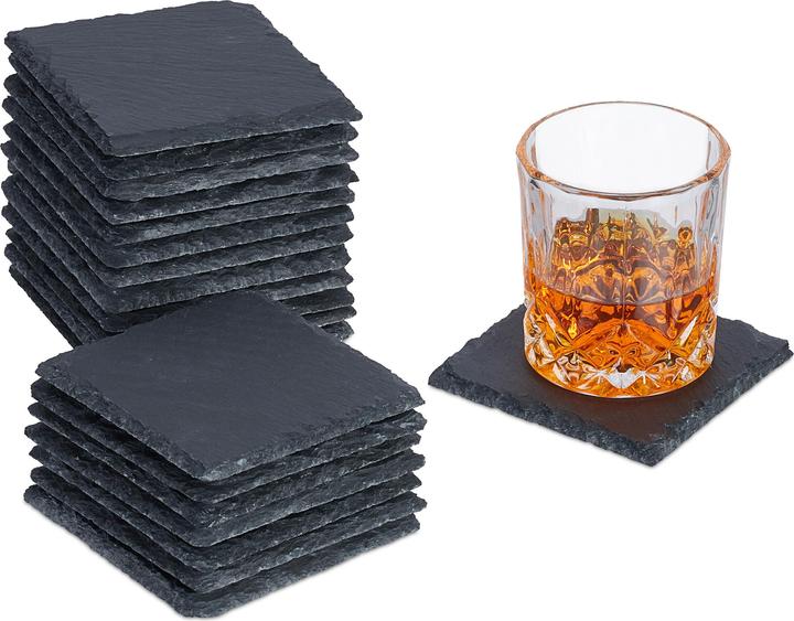 Produktbild Relaxdays 20x Schiefer-Untersetzer (20 x, Glasuntersetzer)
