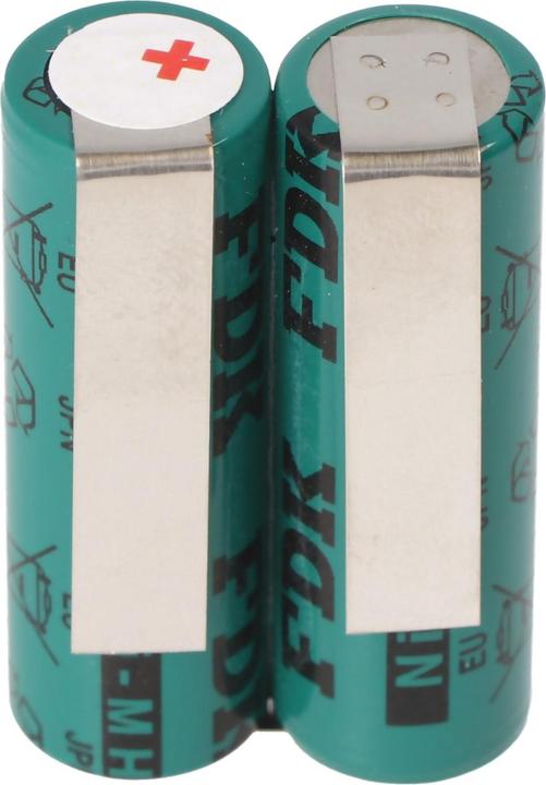 Actual product image Panasonic Battery 2HHR120 for shaver 2.4 volt, with soldering tabs for self-conversion, new: orange instead (1 pcs., 4/5 AA, 1200 mAh)