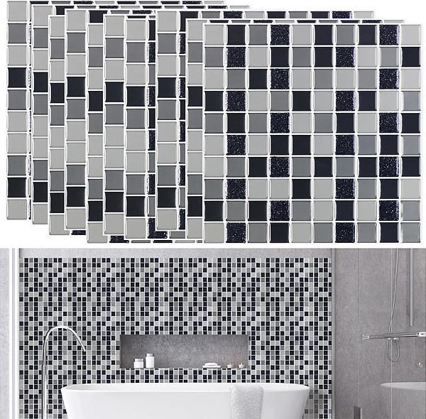 Actual product image Infactory Self-adhesive 3D mosaic tile stickers, set of 3 (26 x 26 cm)